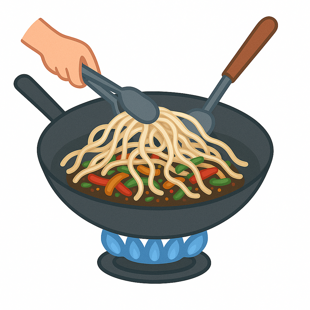 vegetable noodle stir fry with sesame oil